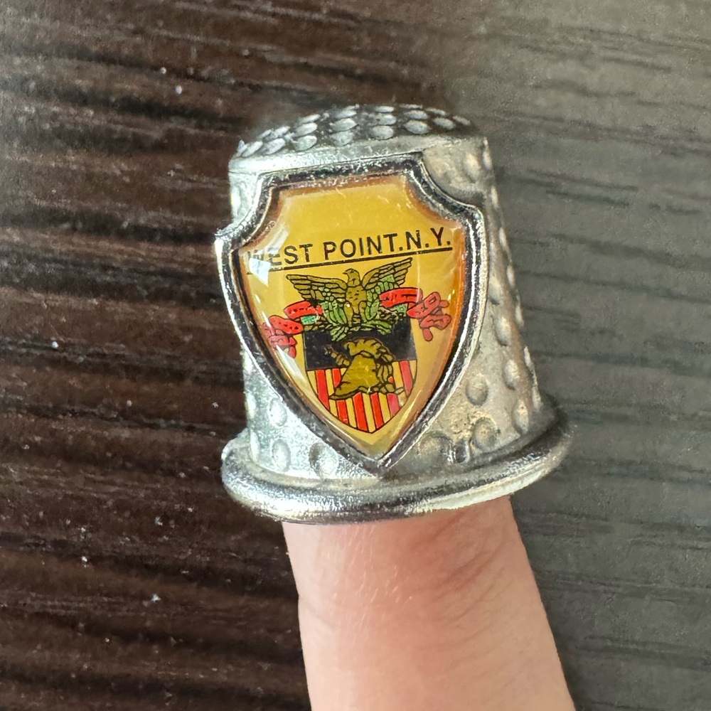 Vintage West Point NY Souvenir Thimble Military Academy Crest Silver Hammered